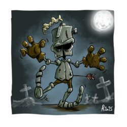 OUKILÉ - PAL dans un nouvel univers : Frankenstein - Pal est transformée en zombie, reconstitué et avec une flèche dans le derrière.